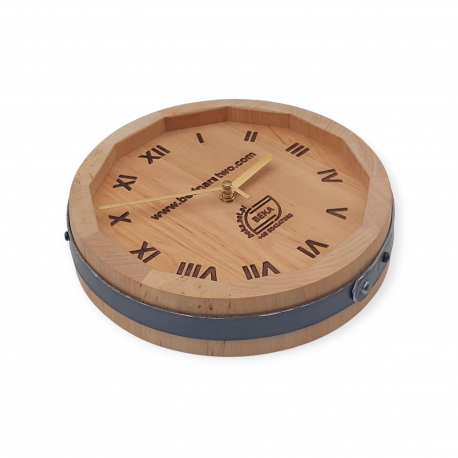 Zegar reklamowy z logiem w kształcie dna beczki